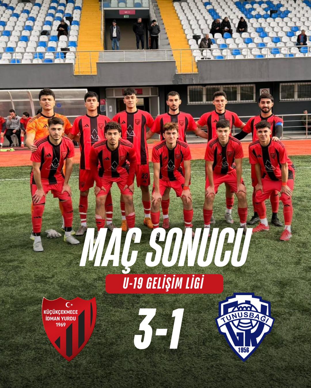  U19 Gelişim Ligindeki takımımız,Tunusbağı karşısında sahadan 3-1’lik galibiyetle ayrıldık. 